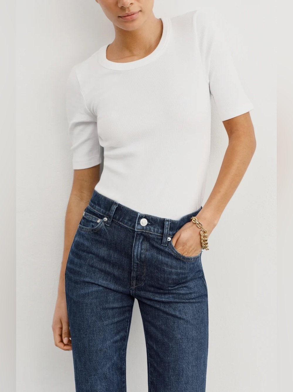 AYR The Exec White Short Sleeve Rib Tee Size Small